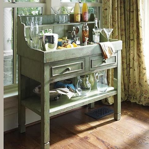 Use an old dry sink as a tea or coffee station Dry Sink Makeover, Sink Makeover, Antique Dry Sink, All Season Room, Bar For Home, Bar Console, Homes Kitchen, Sink Decor, Dry Sink