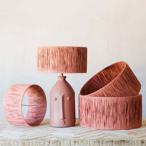 DIY Lampshades | My Mauritian Garden Raffia Lamp, Vintage Lampshades, Painting Lamp Shades, Diy Lampe, Creative Lamps, Lampshade Designs, Rattan Lamp, Deco Luminaire, Unique Flooring