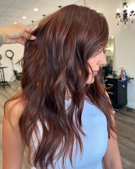 A L L O V E R C O L O R ⚡️ My client was debating if she wanted to add brightness to her hair or go all one color. She decided one color so we did a switch up and gave her a different change! She wanted a copper color and our results are in. 🤌🏽 Want this color? Ask for Cowboy Copper🤠🧡 #hair #haircolor #haircolorist #allovercolor #coppervibes #copperhair #cowboycopperhair #bayareahair #sanjosehair #sanjosehairstylist Darker Cowboy Copper Hair, Cowboy Copper Hair Brunette Ombre, Cowboy Copper Hair With Dimension, Dark Cowboy Copper, Cowboy Copper On Dark Hair, Chocolate Cowboy Copper Hair, Cowboy Copper Hair Dark, Cowboy Brown Hair, Cooper Cowboy Hair