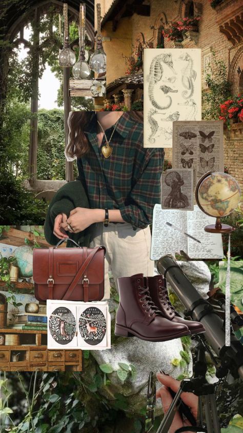 Nature Academia Aesthetic Outfit, Green Academia Decor, Green Academia Fashion, Light Green Academia Aesthetic, Green Academia Aesthetic Outfits, Botanist Aesthetic Outfit, Feral Academia Aesthetic, Eden Character, Fairy Academia Outfit