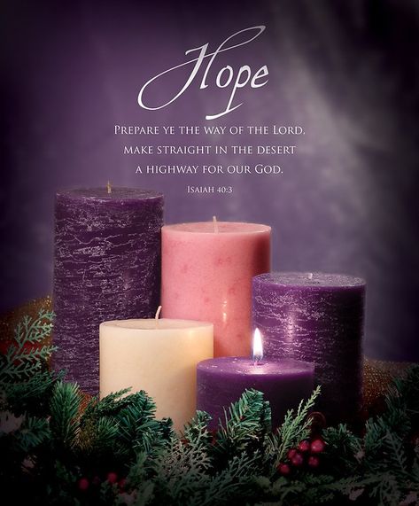 Hope Advent, Wedding Bulletins, Church Bulletin Designs, Advent Hope, Isaiah 40 3, Pink Pillar Candles, Divine Infant Jesus, Church Bulletin Covers, Xmas Centerpieces