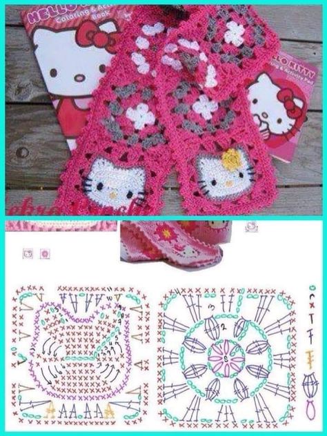 Crochet Granny Squares Together, Crochet Granny Square Tutorial, Crochet Granny Squares, Hello Kitty Crochet, شال كروشيه, Clothes Tutorial, Mode Crochet, Pola Amigurumi, Crochet Design Pattern