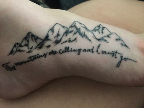 The new tattoo is healing nicely. Quote is by John Muir and I had this done at American Made Tattoo in Missoula MT. Special thanks to my wonderful tattoo artist Pearl. Thank you for being patient and caring just as much as I about how this turned out. Thank you for allowing me the ability to take mountains with me wherever I go, and to climb them every day. John Muir Tattoo, John Muir Quotes, Make Tattoo, New Tattoo, Aesthetic Tattoo, John Muir, Best Tattoo, Tattoo Images, Tattoo Artist