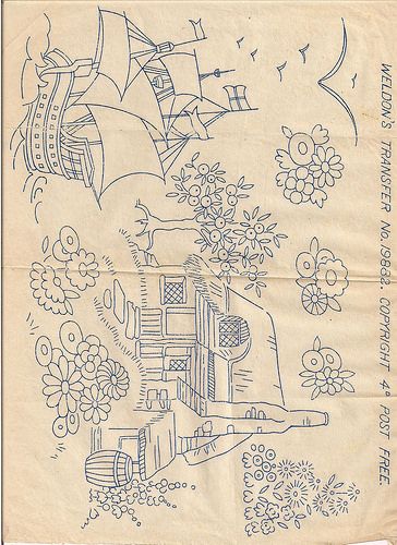 Weldon's transfer 001 | Flickr - Photo Sharing! Scenery Embroidery, Paris Embroidery, Chinese Embroidery, Japanese Quilts, Embroidery Transfers, Embroidery Patterns Vintage, Brazilian Embroidery, Japanese Embroidery, Silk Ribbon Embroidery