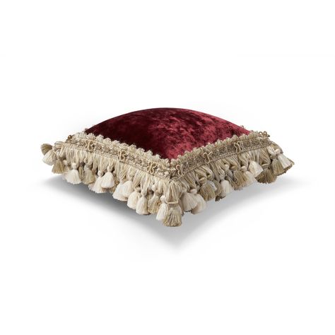 Ring Bearer Pillow Pop - of the Wedding Luxury Collection. A royal wedding ring bearer pillow in a a rich ruby red crushed velvet fabric. The pillow is trimmed with layered tassels in hues of cream and beige to create a sharp contrast and striking composition. [product-details]All Wedding Pops arrive with an elegant pearl pin ring holder. Wedding Pops are uniquely designed to add a touch of royalty to life's special moments! A magnificent ring bearer pillow with an elegant pearl pin ring holder, Wedding Pops, Royal Pillow, Pin Ring, Wedding Ring Bearer Pillow, Wedding Ring Bearer, Bobbin Lacemaking, Trendy Outfits Indian, Crushed Velvet Fabric, Outfits Indian