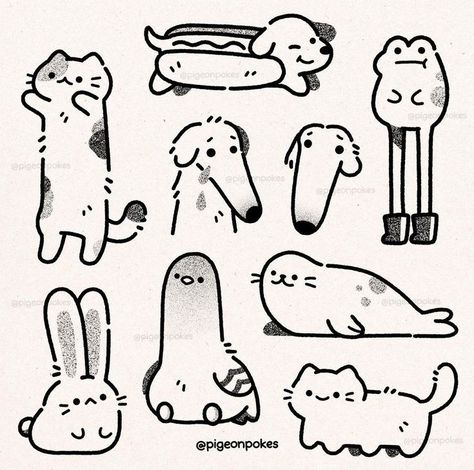 Animals Tattoo, Cat Doodle, Animal Doodles, Small Drawings, Easy Doodles Drawings, Easy Drawings Sketches, Cute Doodles Drawings, Cute Doodle Art, Arte Sketchbook