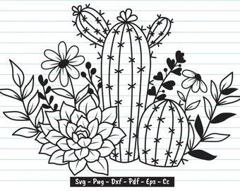 Succulent Svg, Llama Svg, Cactus Svg, Flower Cactus, Cactus Clipart, Crown Svg, Cactus Drawing, Cactus Design, Album Scrapbooking