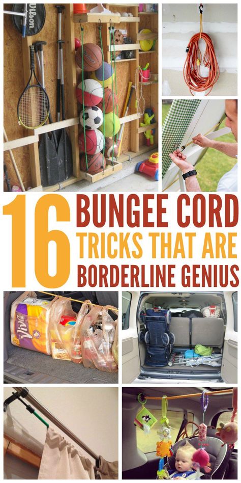 16 Bungee Cord Tricks That Are Borderline Genius - One Crazy House Bungee Cord Storage, Crazy Houses, Crazy House, Crafts For Teens To Make, Bungee Cords, Bungee Cord, Diy Life Hacks, Garage Organization, Diy Life