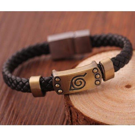 Naruto Konoha Wristband - The Dragon Shop - Geek Culture Anime Braids, Naruto Jewelry, Naruto Leaf, Mark Brown, Cosplay Jewelry, Knit Bracelet, Anime Jewelry, Black Punks, Naruto Cosplay