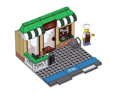 LEGO Set 60306-1-s4 City Bakery & Coffee Bar - building instructions and parts inventory. Lego Food Truck, Coffee Booth, Lego Food, City Bakery, Lego Town, Coffee Van, Lego City Sets, Mountain Coffee, Lego Modular