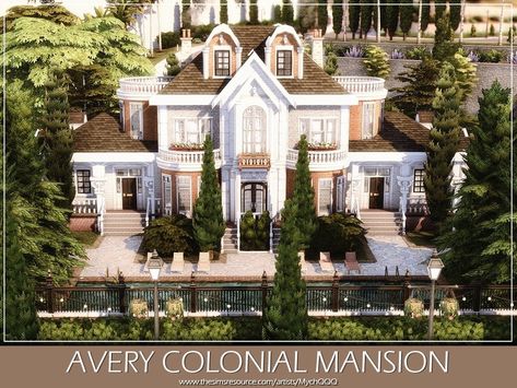 Sims Colonial House, Sims 4 Mansion Gallery, Old Money Mansion Sims 4, Old Money Sims House, Bloxburg Colonial Mansion, Sims 4 Royal House, Mansion Sims 4 Cc, Old Money House Sims 4, Sims 4 Mansion Download