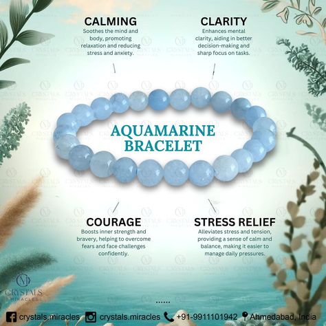 Discover the magic of our Aquamarine Bracelet! 🌊✨ Aquamarine is a captivating blue-green gemstone, historically known as the treasure of mermaids. It’s said to bring calmness, clarity, and emotional balance, making it the perfect stone for inner peace and tranquility. Please DM or Call us on +91-9911101942 for more details. #aquamarine_jewellery #aquamarinejewellery #aquamarinecrystal #aquamarinecrystals #aquamarinebracelet #aquamarinelove #giftforher #giftforhim #giftformom #giftideas #cr... Aquamarine Meaning, Mandala Wallpaper, Aquamarine Bracelet, Aquamarine Crystal, Emotional Balance, Green Gemstones, Inner Strength, Decision Making, Inner Peace