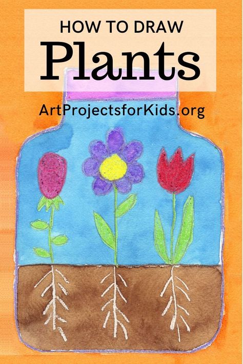 Learn how to draw plants with this fun and easy art project for kids. Simple step by step tutorial available. #howtodraw #artprojectsforkids Terrarium Tutorial, Draw Plants, Sel Art, Prek Art, First Grade Art, Planting For Kids, Plant Study, Kindergarten Art Projects, Tutorial Drawing