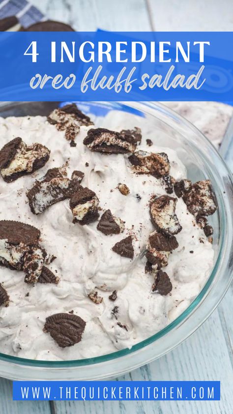 Oreo Salad Instant Pudding, Oreo Salad Recipe, Cookies And Cream Fluff, Oreo Fluff Salad, Oreo Cookie Salad, Oreo Salad, Chocolate Pudding Cookies, Cookie Salad, Fluff Salad Recipes