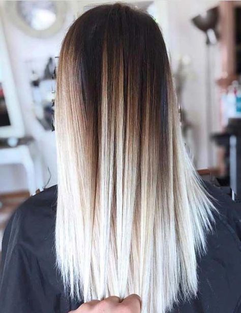 20 Amazing Brown To Blonde Hair Color Ideas #brownhair White Ombre Hair, Balayage Straight, Balayage Straight Hair, Blonde Ombre Balayage, Hair Colour Design, Medium Hair Color, Ombre Hair Blonde, Long Hair Color, Ombré Hair