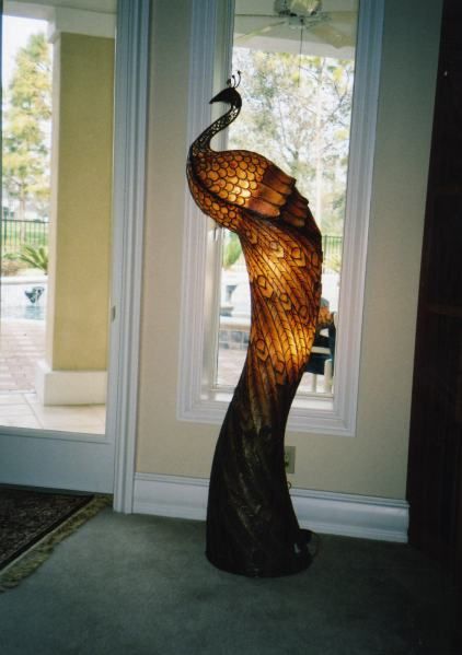 FOR SALE: Peacock Shaped Floor Standing Lamp – an american excess Peacock Room Decor, Green Granite Countertops, Peacock Bedroom, Torch Floor Lamp, Floor Standing Lamp, Peacock Lamp, Diy Floor Lamp, Modern Restaurant Design, Sound Room