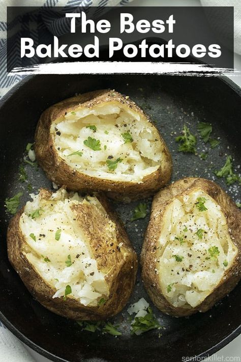 The Best Baked Potato begins with a medium to large sized Idaho potato cooked in a cast iron skillet. To elevate the natural flavor, we choose to stick to the basics and one special country secret. Best Baked Potatoes, Cooking Baked Potatoes, Best Baked Potato, Skillet Potatoes, Idaho Potatoes, Incredible Edibles, Baked Potatoes, Special Dinner, Potato Dishes