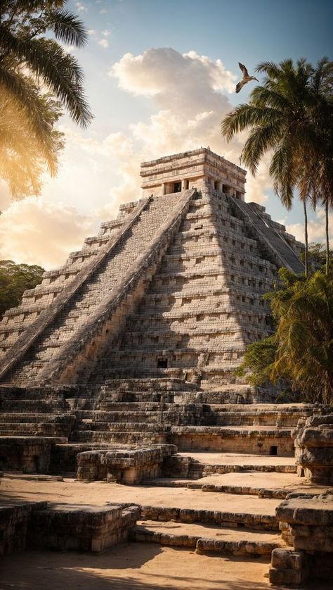 Chichen Itza is not just a wonder of the world, it's a journey through ancient Mayan history! From the iconic El Castillo to the Great Ball Court, every stone tells a story. Pro tip: Visit during the equinox to see the serpent deity Kukulkan descend!🐍 #ChichenItza #TravelFacts Mexican Pyramids, Mexico Jungle, Ancient Greece History, Places To Visit In Mexico, Nova Tattoo, Aztec Temple, Indian Tattoos, Chichen Itza Mexico, Aztec Artwork