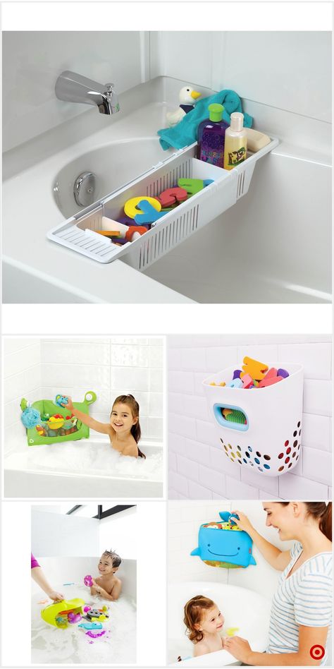 Baby Bathroom Organization, Bathroom Toy Storage, Bathtub Toy Storage, Bath Toy Organizer, Target Bathroom, Creative Toy Storage, Toy Storage Ideas, Bath Toy Storage, Bath Toy Organization