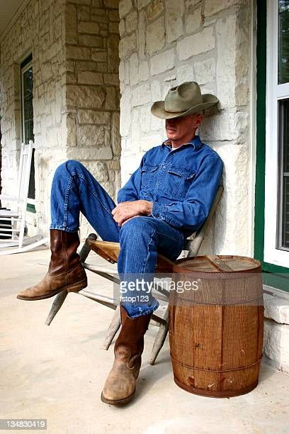 Cowboy Sleeping, Keg Table, Old Chair, Art Inspiration Painting, Image Design, Stock Images Free, Cowboy Hats, Porch, Cowboy