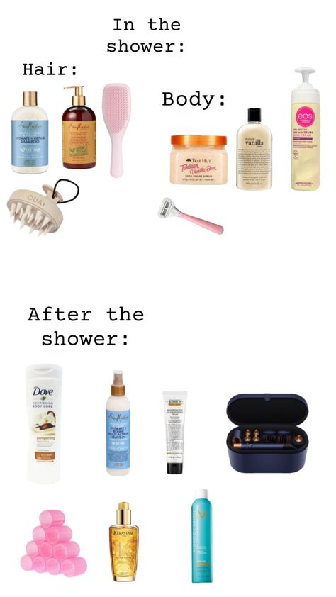 🤍🤍#showerroutine #haircare#sheamoisture #ouai #tangleteezer #bodycare #philosophy #treehut #eos #dyson #dove#kiehls #moroccanoil#hairoil #beauty Scent Board, Hygiene Aesthetic, Hair And Skin Vitamins, Clear Skin Face, Bath N Body Works, Makeup Bag Essentials, Clear Healthy Skin, Shower Skin Care, Hair Essentials