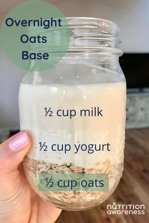 Overnight Oats Base, Low Calorie Overnight Oats, Peanut Butter Banana Overnight Oats, Overnight Oats Recipe Easy, Night Oats, Best Overnight Oats Recipe, Snack Sani, Oat Recipes Healthy, Resep Smoothie