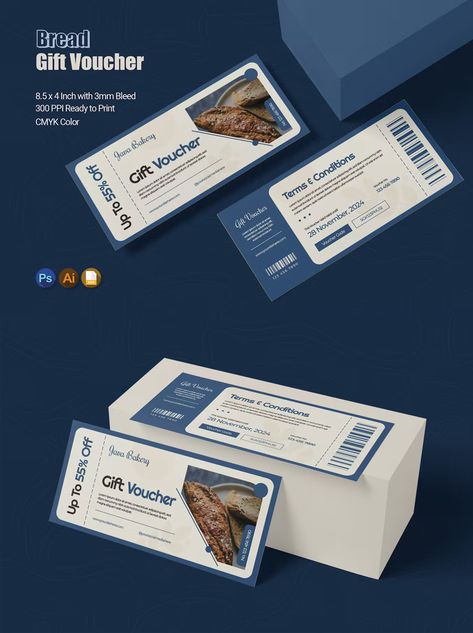 Bread Gift Voucher Template AI, EPS, PSD E Voucher Design, Creative Voucher Design Ideas, Vouchers Design, Discount Voucher Design, Voucher Card Design, Gift Voucher Design Ideas, Voucher Design Coupon, Voucher Design Ideas, Ticket Design Ideas