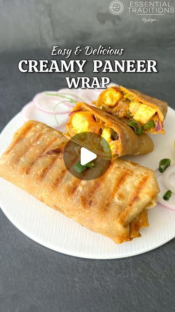 116K views · 5.3K likes | Atithi Sarwade on Instagram: "Creamy Paneer Wrap🤤 SHARE & SAVE💕 . Follow @bank_of_delish_ & @essentialtraditionsbykayal for more recipes 💁🏻‍♀️ Try it and let me know🫶🏻 . Ingredients: 1/2 Cup Curd 1 tsp Ginger-garlic paste  Salt as per taste  1/4 tsp Turmeric powder  1 tbsp Red chilli powder  1/2 tsp Kasuri Methi  1/2 Lime juice  1 Cup Paneer Cubes  2 tbsp Oil 2 Sliced Onion🧅  2 Green chilli slits 🌶️ 1 Sliced Capsicum🫑 1 Cup Sliced Red Cabbage  Add Marinated Paneer 1/4 Cup Cashew Paste  Some chopped coriander leaves 🍃  Place paneer filling on partially cooked roti. You can also use regular roti to make this Apply some oil to Grill pan, place wraps & Cook till it’s Golden brown. Enjoy🤤 . You can order their products online from www.etbykayal.com Or visit Paneer Wrap Recipes, Marinated Paneer, Paneer Wrap, Kasuri Methi, Sliced Onion, Red Chilli Powder, Turmeric Powder, Coriander Leaves, Green Chilli