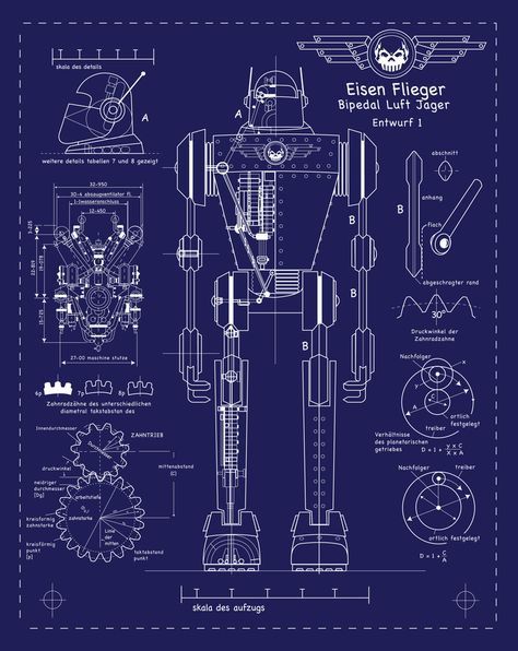 Robot blueprint, SKY CAPTAIN AND THE WORLD OF TOMORROW (2004) ~ #robot #scifi #sciencefiction Robotics Blueprints, Sky Captain And The World Of Tomorrow, Blue Print Design, Blue Prints, Blueprint Art, World Of Tomorrow, Retro Robot, Giant Robots, Robot Art