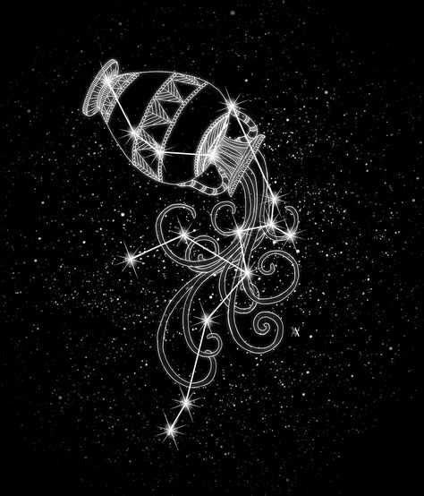 Aquarius the Water-bearer Aquarius Constellation Tattoo, Aquarius Aesthetic, Aquarius Art, Aquarius Constellation, Aquarius Tattoo, Aquarius Sign, Aquarius Horoscope, Inspiration Tattoos, Geniale Tattoos