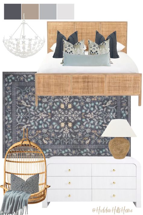 Teen girls room decor mood board with navy blue tones Feminine Blue Bedroom, Blue And White Teen Bedroom, Dark Blue Girls Bedroom, Teen Girl Blue Bedroom Ideas, Navy Blue Girls Bedroom, Blue Girls Bedroom Ideas, Girls Room Mood Board, Girls Blue Bedroom Ideas, Girls Room Blue