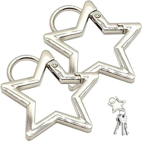 Amazon.com: Star Carabiner Clip, 2PCS Star Keychain Metal Star Key Ring Heavy Duty Star Keychain Clip Polished Cute Carabiner for Craft Making Sporting Supplies : Sports & Outdoors Star Carabiner, Star Clips, Star Keychain, Keychain Metal, Carabiner Keychain, Decorative Crafts, Keychain Clip, Metal Star, Carabiner Clip