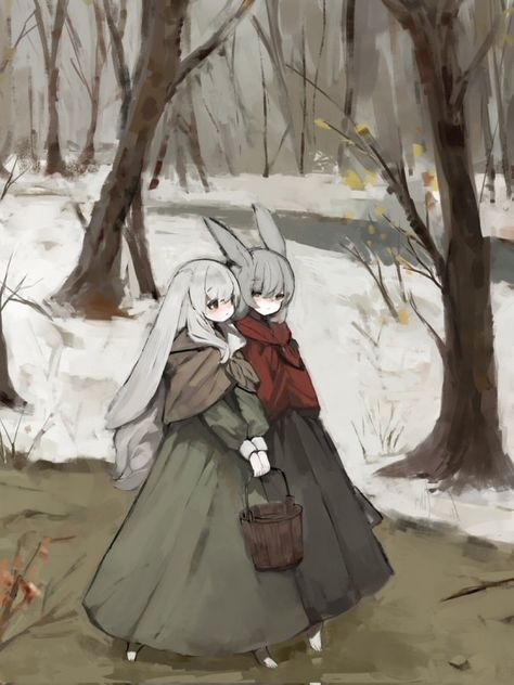 Winter Drawings, Hybrid Art, Art Corner, Bunny Art, Human Art, 판타지 아트, Environment Concept Art, Cute Art Styles, Illustration Character Design