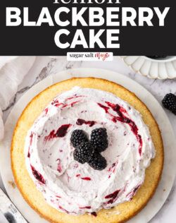 Lemon Blackberry Cake Lemon Blackberry Cake, Make Whipped Cream, Blackberry Cake, Sweet Treats Desserts, Blackberry Jam, Fruity Desserts, Homemade Cake Recipes, Magic Recipe, Baking Tins