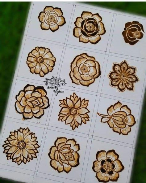 Mehendi Floral Design, Basic Flowers In Mehendi, Mehandi Book Design, Heena Mahendi Designs, Patch Mahendi Design, 3 D Mehendi Design, Different Types Of Flowers In Mehndi, Types Of Flowers In Mehendi, Flowers Design Mehndi