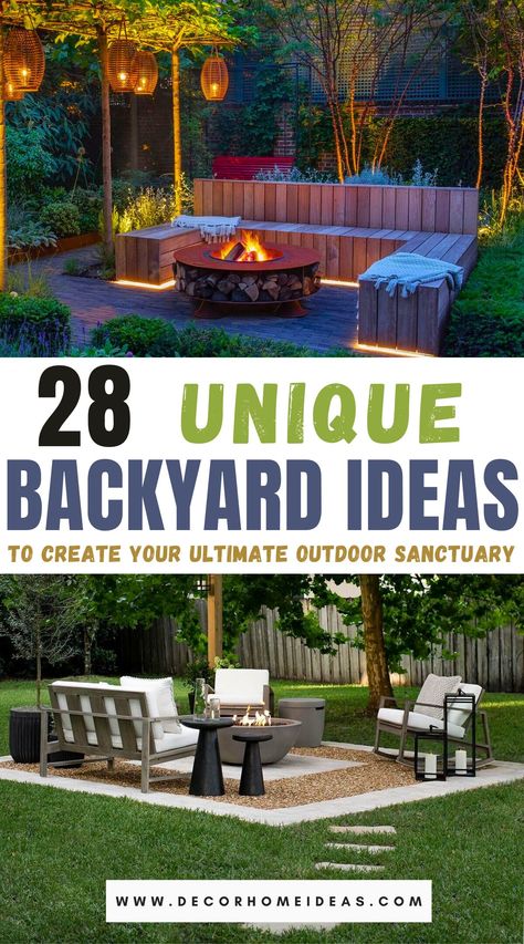 28 Unforgettable Backyard Ideas To Create Your Own Outdoor Oasis Backyard Sitting Areas, Unique Backyard, Outside Diy, Creative Landscaping, Backyard Seating Area, Fire Pit Landscaping, Gravel Patio, Backyard Dreams, Outside House