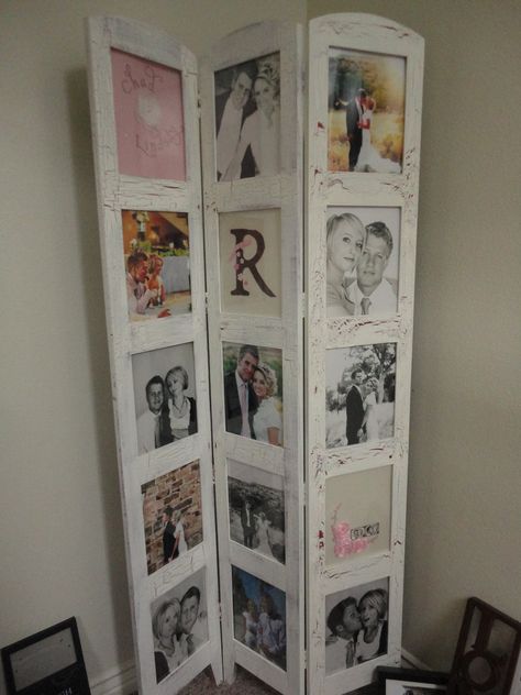 Picture screen. The crackle paint really gave this a new life! Screen Room Divider Ideas, Photo Screen, Room Divider Ideas, Crackle Paint, Divider Ideas, Screen Room Divider, Crackle Painting, Magic Dress, Screen Room