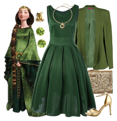 "Queen Elinor / Brave" by waywardfandoms ❤ liked on Polyvore featuring Element, Boohoo, Glitzy Rocks, Dana Buchman, Napier, disney, evening, disneybound, pixar and brave Disney Bounding Green Dress, Merryweather Disneybound, Brave Disneybound, Wilderness Explorer Disneybound, Jane Porter Disneybound, Disney Prom Dresses, Disney Prom, Disney Trip Outfits, Disney Outfits Women