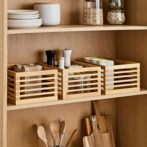 Small Kitchen Organisation, Basket Weaving Diy, Wooden Organizer, Furniture Details Design, Kitchen Organisation, Cabinet Shelf, Storage Cabinet Shelves, Diy Kitchen Storage, Shelf Organizer