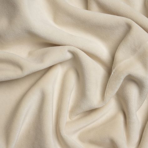 Show off your sunny spaces with this neutral Banton Creme Cotton and Polyester Upholstery Velvet. Luxe interiors begin with velvet, a textile equal in modern sophistication as comfort. The muted cream face brings this cotton and polyester fabric down to earth, displaying a digestible color ideal for blending with other textures, colors, and design styles.  Featuring a soft face, modest luster, and supple drape, you can easily upholster tufted headboards, throw pillows, and armchairs. A velvet co Neutral Fabric Swatches, Soft Fabric Texture, Cotton Fabric Texture, Velvet Fabric Texture, Cream Pantone, Cream Velvet Texture, Creme Color Background Fabric, Champagne Fabric Texture, Cream Fabric Texture Velvet