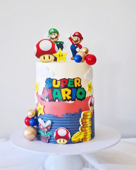 Super Mario-themed cake for a twins' birthday celebration 🪙🍄🌷 {Supermario} #supermariocake #supermariobroscake #twinsbirthdaycake #twinsbirthday #marioparty #nintendocake #birthdaytwins #gamingcake #tarneit #truganina #mambourin #rockbank #carolinesprings #taylorslake #manorlakes #pointcookcakes #pointcook #sanctuarylakes Mario Theme Cake, Super Mario Rainbow Road Cake, Super Mario Birthday Cake, Mario Birthday Cake Rainbow Road, Super Mario Square Cake, Super Mario 2 Tier Cake, Nintendo Cake, Super Mario Single Tier Cake, Mario Bros Cake