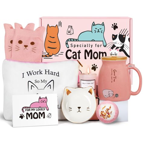 Mom Valentines Day Gift, Cat Lover Birthday, Women Christmas Gifts, Crazy Cat Lady Gifts, Cute Cat Face, Gifts For Cat Lovers, Themed Gift Baskets, Cat Christmas Gift, Cat Themed Gifts