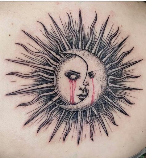 Evil Sun Tattoo, Brother And Sister Tattoo Ideas, Creepy Design, Sister Tattoo Ideas, Geometric Line Tattoo, Horror Tattoos, Throat Tattoo, Sister Tattoo, Eye Eye