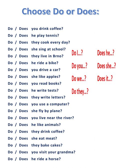 Do or does interactive and downloadable worksheet. You can do the exercises online or download the worksheet as pdf. Do Does Worksheet Grade 2, Verb To Do Grammar, Do Does Questions Worksheet, English Exercises For Beginners, Do And Does Grammar, Do And Does Worksheet, Do Or Does Worksheet, Do Does Worksheet, Do Does