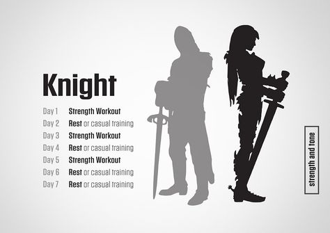 Training Guide Knight Workout, Assassin Training, Knight Training, Darbee Workout, Darebee Workout, Exercise Schedule, Army Workout, Bad Knee Workout, Fighter Workout