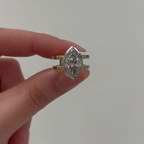 Shahla Karimi on Instagram: "Custom Bezel-Set Marquise Double Band Engagement Ring 💎  . . . . . #diamonds #engaged #engagementring #jewelryinspo #jewelryinspiration #customenagementring #bespoke #marquise" Engagement Ring Double Band, Ballerina Engagement Ring, Shahla Karimi, Double Band Engagement Ring, Ring Double Band, Enagement Rings, Engagement Ring Bezel, Ring Inspo, Bezel Engagement Ring