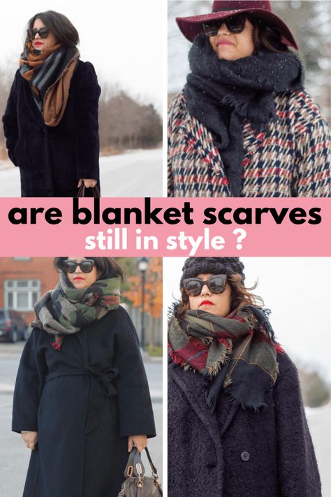 Styling Scarves Winter, Blanket Scarf Outfit 2023, Scarves 2024 Trends, Winter Scarf Styles, Wool Scarf Outfit, Over Sharing, Blanket Scarf Outfit, How To Wear A Blanket Scarf, Winter Scarf Fashion