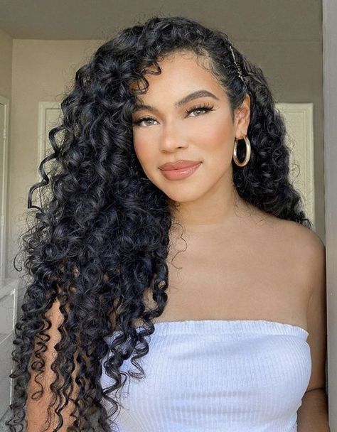 Prom Hairstyles With Curly Hair, Hairstyles For Curly Hair Natural Formal, Mixed Wedding Hairstyles, Curly Hair For Wedding Bride, Curly Hair Bridesmaid Styles Down, Homecoming Hair Curly Natural, Long Curly Hair Bride, Curly Hair Elegant Hairstyles, Curly Hairstyles Wedding Bridesmaid