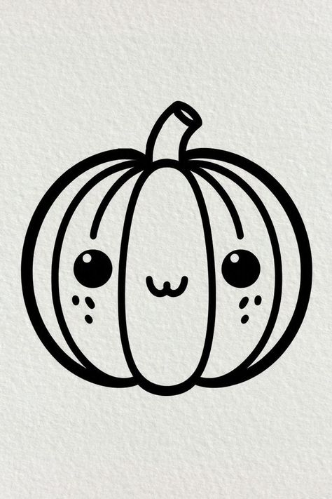 Easy Cute Pumpkin Drawing Pumpkin Drawing, Cute Pumpkin, Drawings