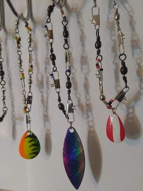 Wear it fishin' Windchime Ideas, Fishing Bracelet, Fishing Decor, Dreamcatchers, Fishing Lure, Fishing Lures, Wear It, Spoons, Wind Chimes